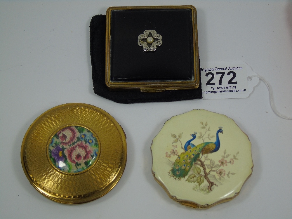 3 VINTAGE KIGU LADIES POWDER COMPACTS