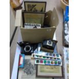 MIXED BOX INCLUDING, CANON CAMERA & CARTOON COLOUR SLIDES