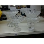 4 LARGE CUT GLASS PEDESTAL FRUIT BOWLS