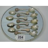 9 HALL MARKED SILVER TEASPOONS, 118g SOCIETY OF MINIATURE RIFLE CLUBS