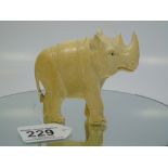 MID 19TH CENTURY CARVED IVORY RHINOCEROS A/F