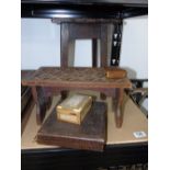 WOODEN STOOL, SMALL TABLE CUTLERY BOX + OTHERS