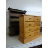 SMALL 8 DRAWER PINE CHEST & MINIATURE WOODEN DRESSER