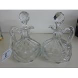 2 GLASS DECANTERS/ OIL & VINEGAR POURERS