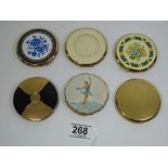 6 VINTAGE STRATTON LADIES POWDER COMPACTS