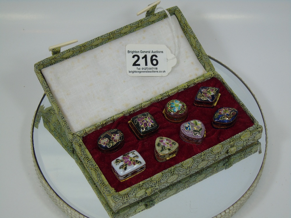 CASE OF 8 MINIATURE ORIENTAL ENAMELLED BOXES - Image 2 of 2