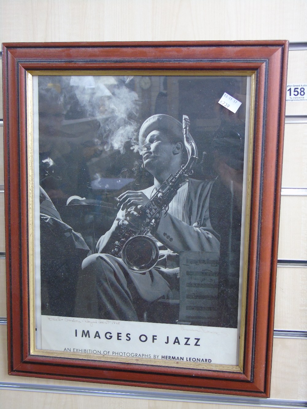 FRAMED & GLAZED BLACK & WHITE POSTER 'IMAGES OF JAZZ' SIGNED BY HERMAN LEONARD