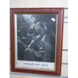FRAMED & GLAZED BLACK & WHITE POSTER 'IMAGES OF JAZZ' SIGNED BY HERMAN LEONARD