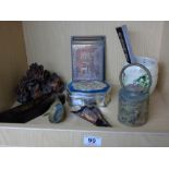 MIXED LOT INCLUDING, TRINKET BOX & SOAP STONE CARVING