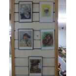 5 FRAMED DRAWINGS SIGNED SLAM + YEAR DATE