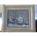 FRAMED & GLAZED PASTEL OF A COUNTRY WINTER SCENE