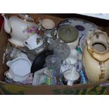 LARGE BOX OF MIXED CHINA & GLASS