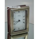 CLOCK WITH HALL MARKED SILVER FRAME & BACK PANEL