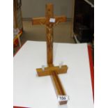 WOODEN CRUCIFIX CANDLE HOLDER
