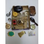 BOX OF INTERESTING ITEMS INCLUDING, HALL MARKED SILVER POCKET WATCH
