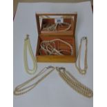 JEWELLERY BOX + 7 PEARL NECKLACES