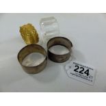 PAIR OF HALL MARKED SILVER NAPKIN RINGS + 2 OTHERS