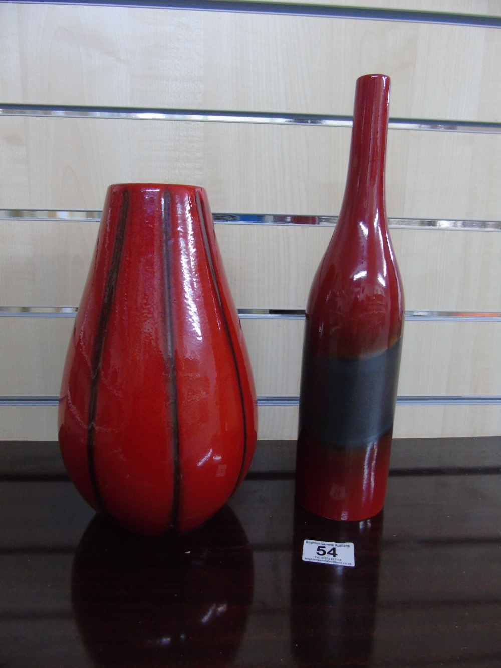 2 LARGE RED VASES