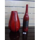 2 LARGE RED VASES