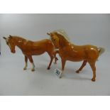 2 BESWICK PALORMINO HORSES