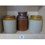 3 EARTHENWARE CONTAINERS