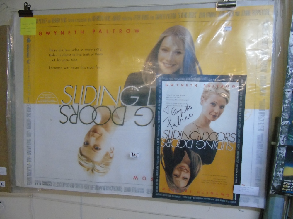 UK QUAD POSTER FOR 'SLIDING DOORS' WITH SIGNED BY GWYNETH PALTROW, PROMOTIONAL POSTER