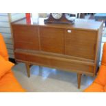 MID CENTURY, CURVED FRONT TEAK SIDEBOARD