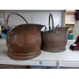 2 COPPER HELMET SHAPED COAL BUCKETS