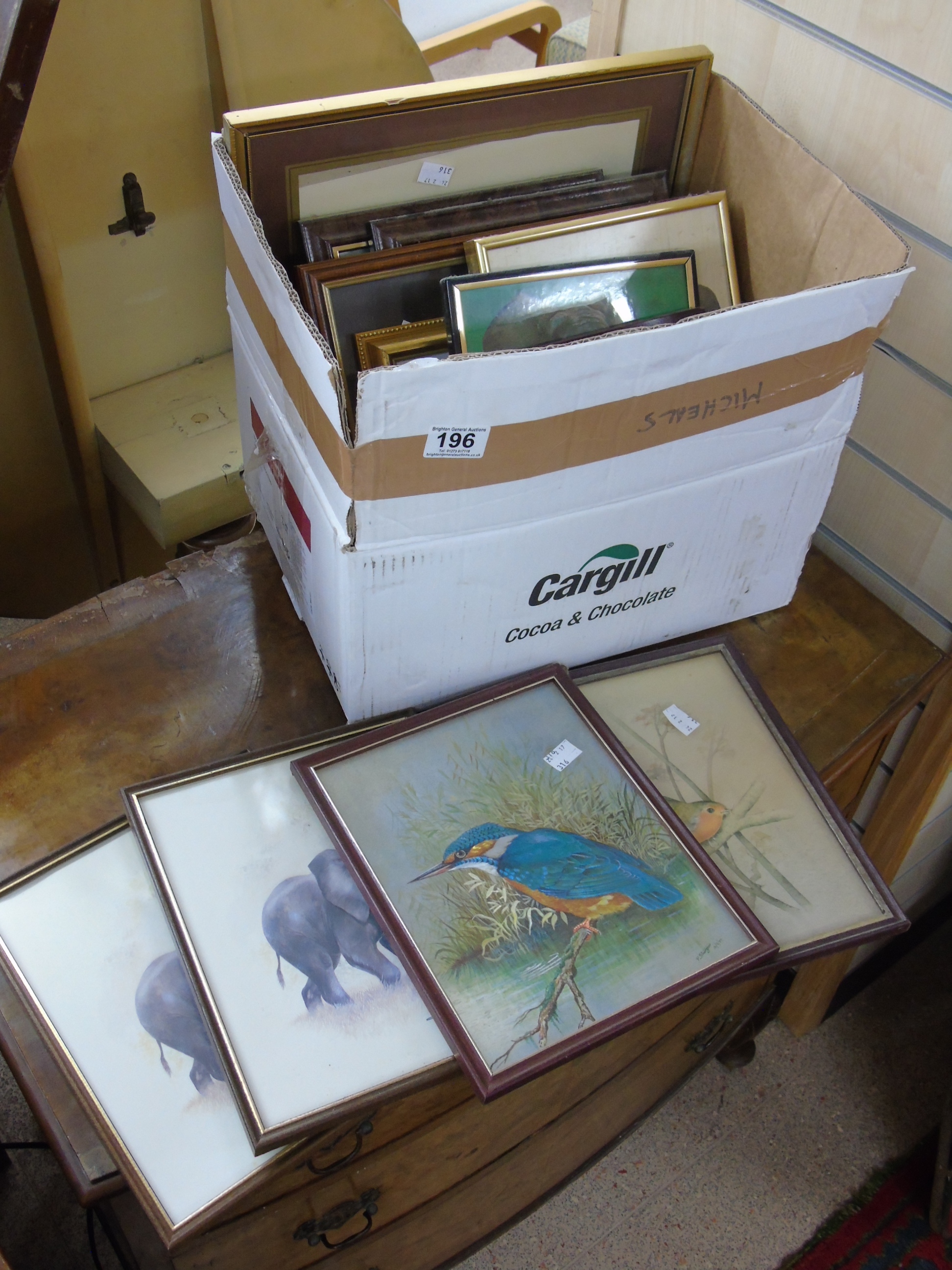 BOX OF ASSORTED PICTURES