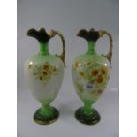 PAIR OF DECORATIVE FLORAL URNS BY JAMES KENT 37 CMS