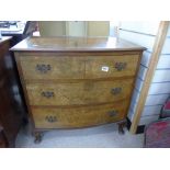 BURR WALNUT 3 DRAWER CHEST OF DRAWERS