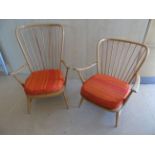 2 ERCOL BLOND ARM CHAIRS