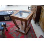 GLASS TOPPED DECO STYLE LOW TABLE