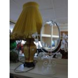 VANITY MIRROR & TABLE LAMP WITH GILDED BASE