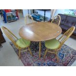 ERCOL DINING TABLE & 4 CHAIRS WITH ORIGINAL CUSHIONS