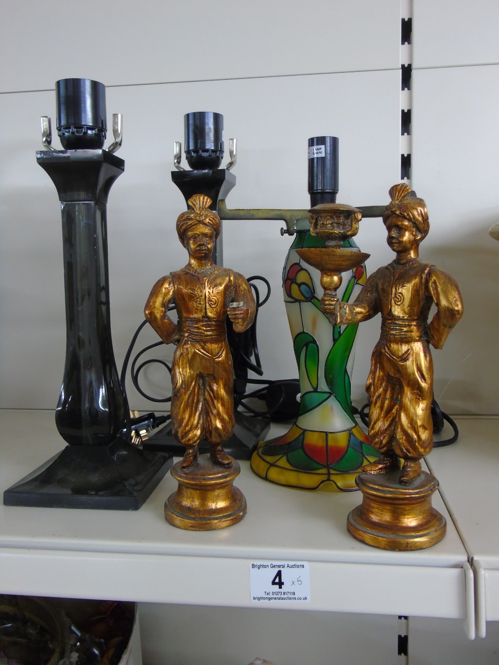 3 TABLE LAMPS & 2 CANDLE HOLDERS