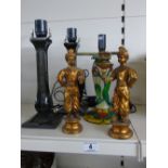 3 TABLE LAMPS & 2 CANDLE HOLDERS