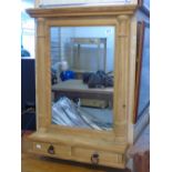 PINE FRAMED MIRROR WITH 2 DRAWERS