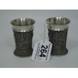 PAIR OF DUTCH PEWTER DRINKING VESSELS