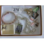 QUANTITY OF COSTUME JEWELLERY INCLUDING PEARL EARRINGS & 925 SILVER PENDANT