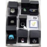 9 RINGS INCLUDING925 & STERLING SILVER & PEWTER