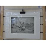 LIMITED EDITION 5 / 50, JOHN OWENS ETCHING, ST THOMAS' FOUNTAIN BY NAUM GABO