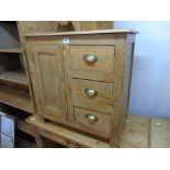 3 DRAWER, 1 DOOR PINE CUPBOARD