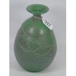 GREEN ART GLASS VASE