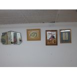 3 PICTURES & ART DECO MIRROR