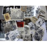 VINTAGE PHOTOGRAPH ALBUM, PART FILLED + EXTRA BLACK & WHITE PHOTOS