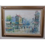 LARGE FRENCH SCENE CANVAS IN FRAME