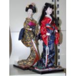 2 ORIENTAL LADY FIGURES ON STANDS