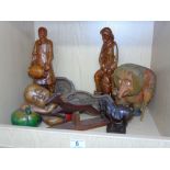 QUANTITY OF WOODEN FIGURES, INCLUDING A TROLL