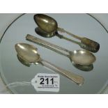 3 HALL MARKED SILVER SPOONS 63.55 GRAMS